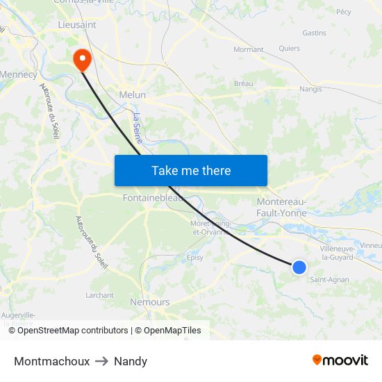 Montmachoux to Nandy map