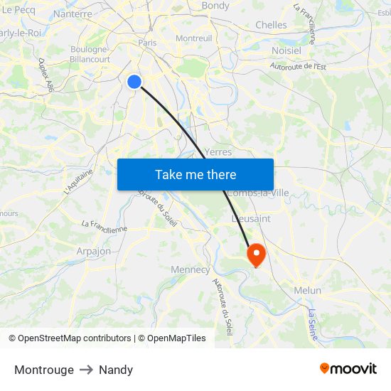 Montrouge to Nandy map