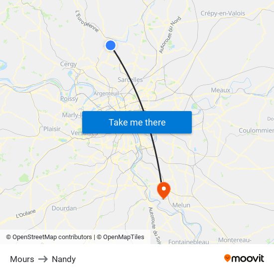 Mours to Nandy map
