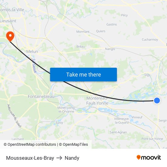 Mousseaux-Les-Bray to Nandy map