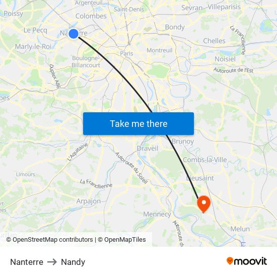 Nanterre to Nandy map