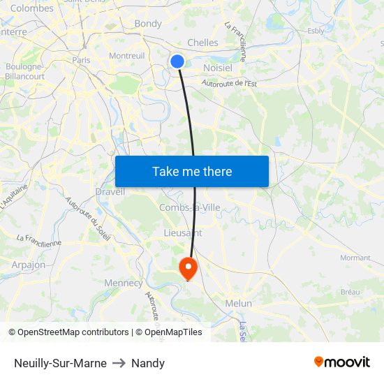 Neuilly-Sur-Marne to Nandy map