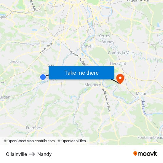 Ollainville to Nandy map