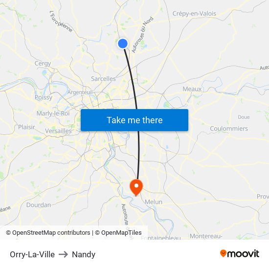 Orry-La-Ville to Nandy map
