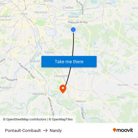 Pontault-Combault to Nandy map