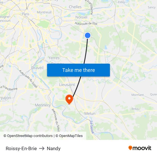 Roissy-En-Brie to Nandy map