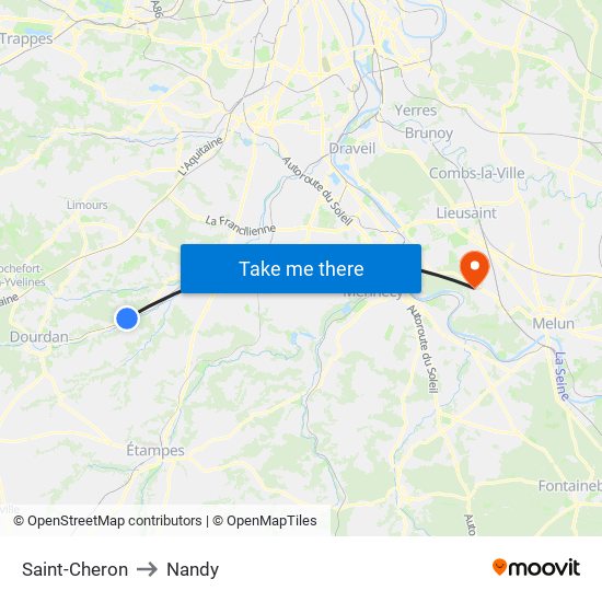 Saint-Cheron to Nandy map