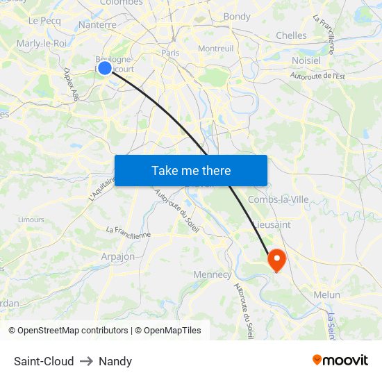 Saint-Cloud to Nandy map