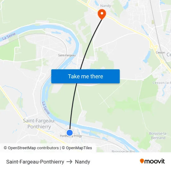 Saint-Fargeau-Ponthierry to Nandy map