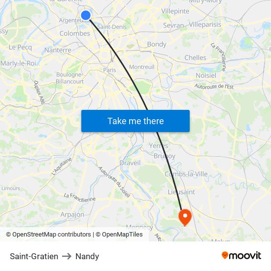 Saint-Gratien to Nandy map