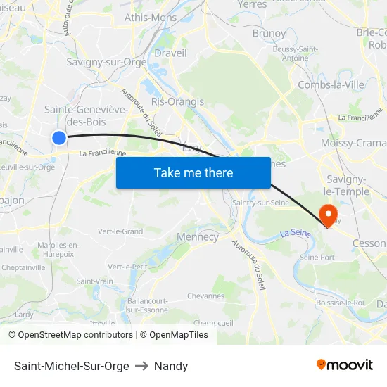 Saint-Michel-Sur-Orge to Nandy map