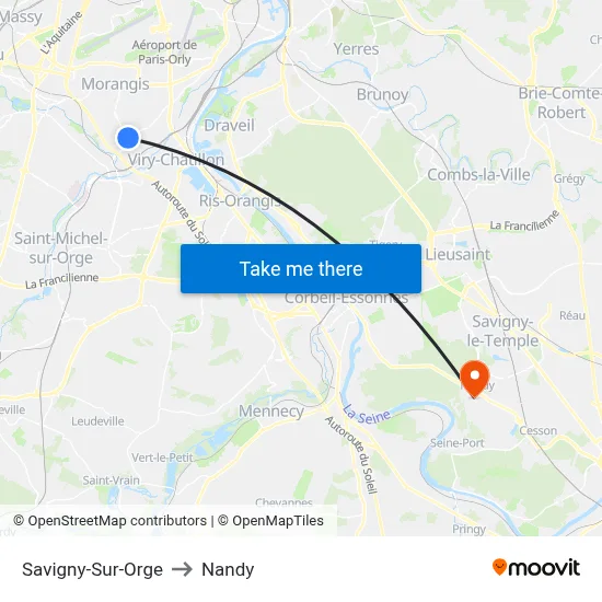 Savigny-Sur-Orge to Nandy map