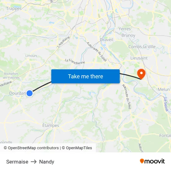 Sermaise to Nandy map