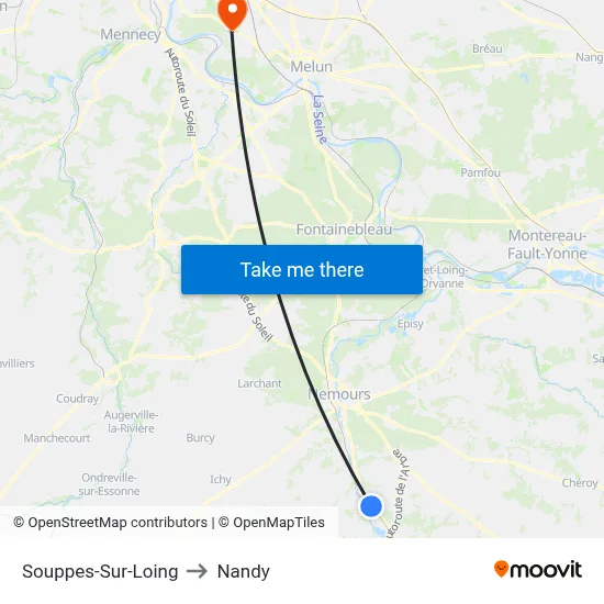 Souppes-Sur-Loing to Nandy map