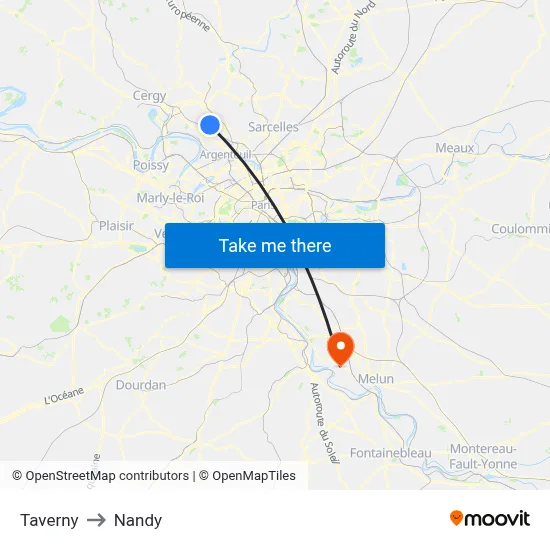 Taverny to Nandy map