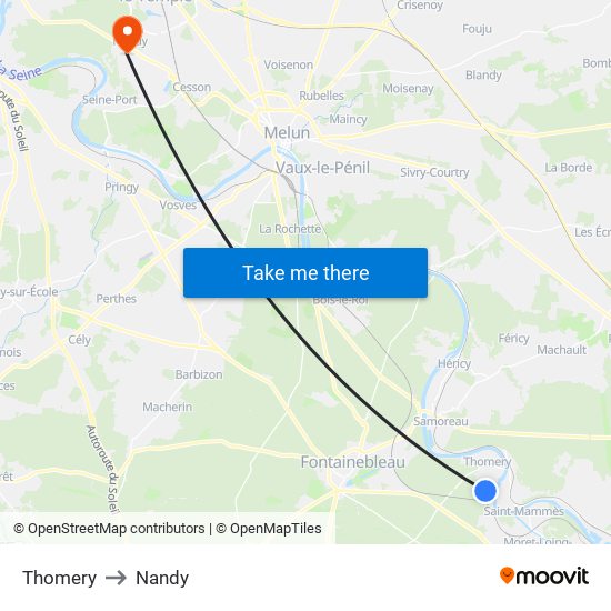 Thomery to Nandy map