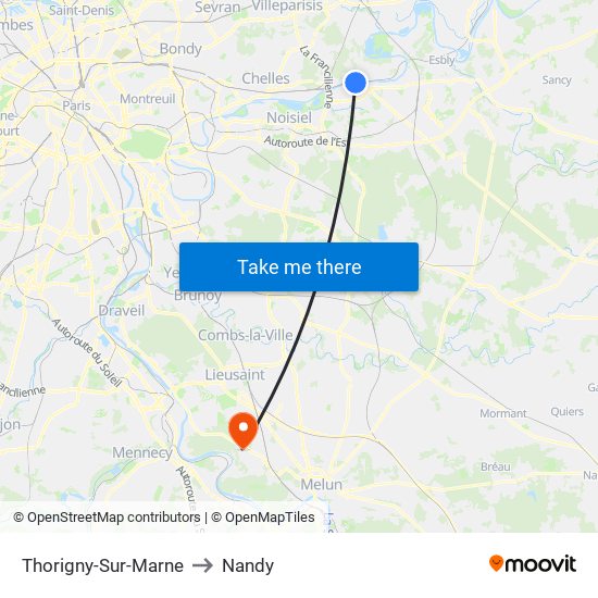 Thorigny-Sur-Marne to Nandy map