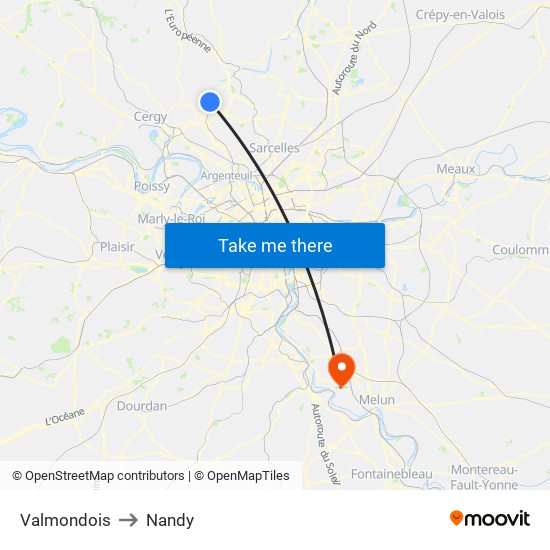 Valmondois to Nandy map