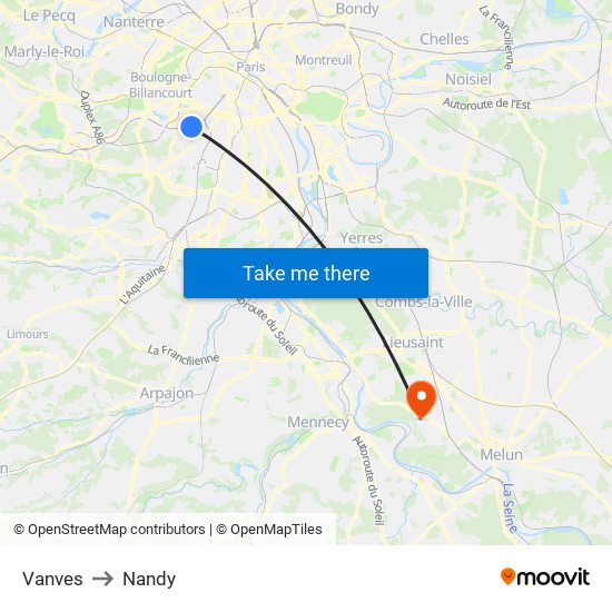 Vanves to Nandy map