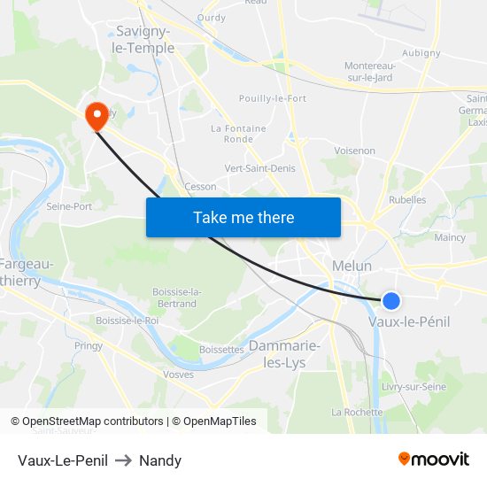 Vaux-Le-Penil to Nandy map