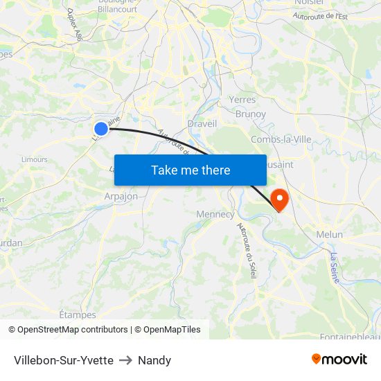 Villebon-Sur-Yvette to Nandy map