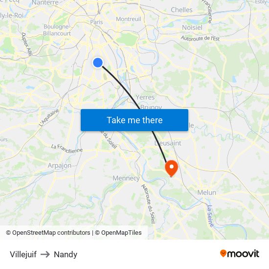 Villejuif to Nandy map