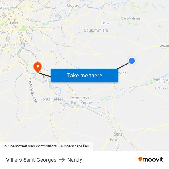 Villiers-Saint-Georges to Nandy map
