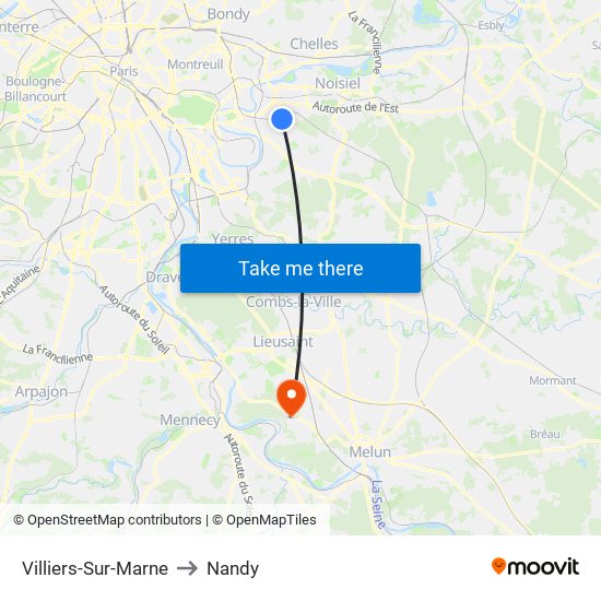 Villiers-Sur-Marne to Nandy map