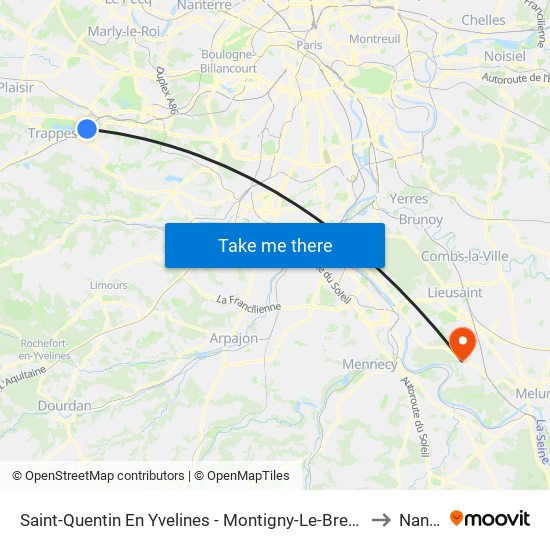 Saint-Quentin En Yvelines - Montigny-Le-Bretonneux to Nandy map