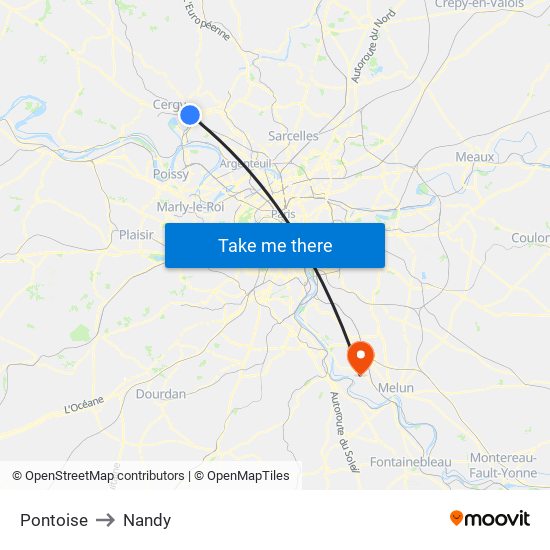 Pontoise to Nandy map