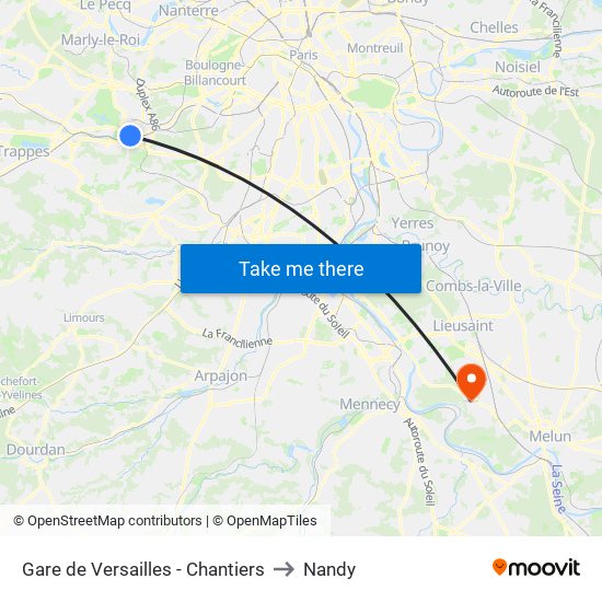 Gare de Versailles - Chantiers to Nandy map