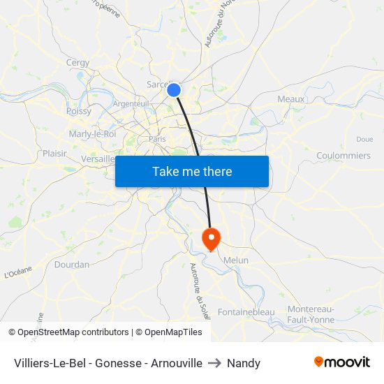 Villiers-Le-Bel - Gonesse - Arnouville to Nandy map