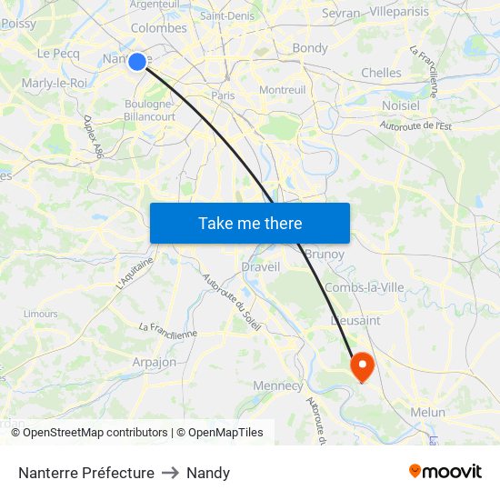 Nanterre Préfecture to Nandy map