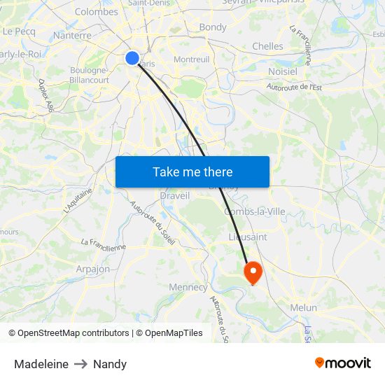 Madeleine to Nandy map
