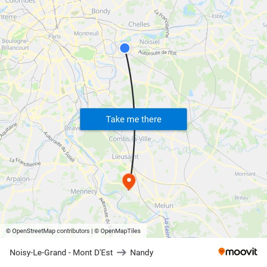 Noisy-Le-Grand - Mont D'Est to Nandy map