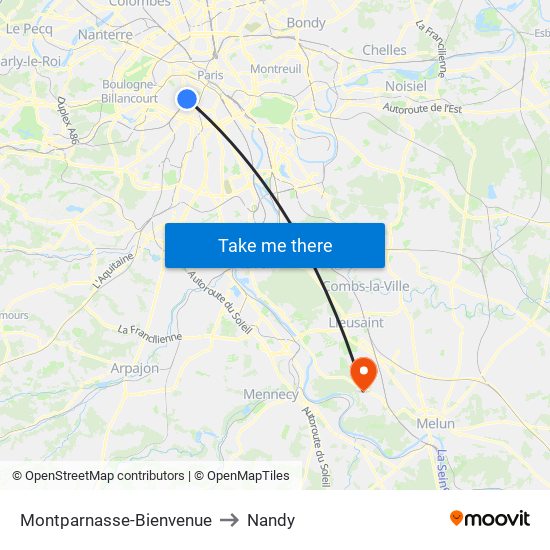 Montparnasse-Bienvenue to Nandy map