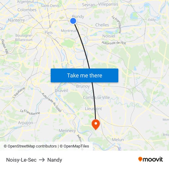 Noisy-Le-Sec to Nandy map