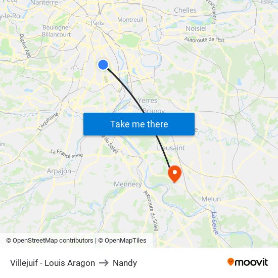 Villejuif - Louis Aragon to Nandy map