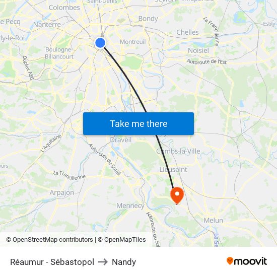 Réaumur - Sébastopol to Nandy map