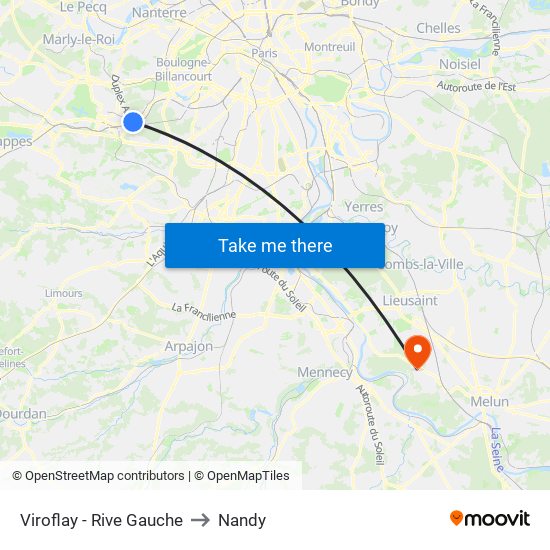Viroflay - Rive Gauche to Nandy map