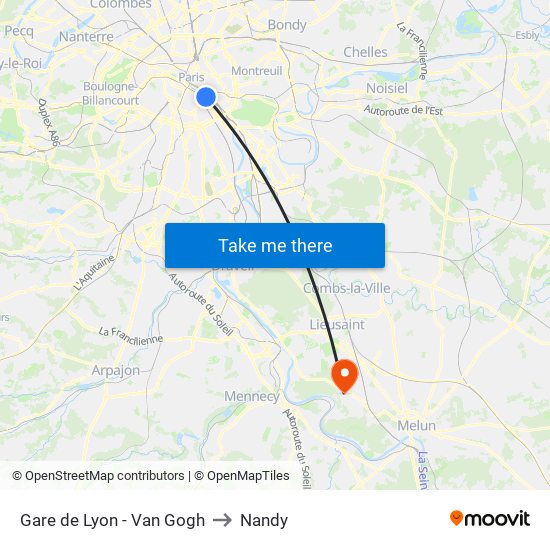 Gare de Lyon - Van Gogh to Nandy map