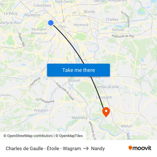 Charles de Gaulle - Étoile - Wagram to Nandy map