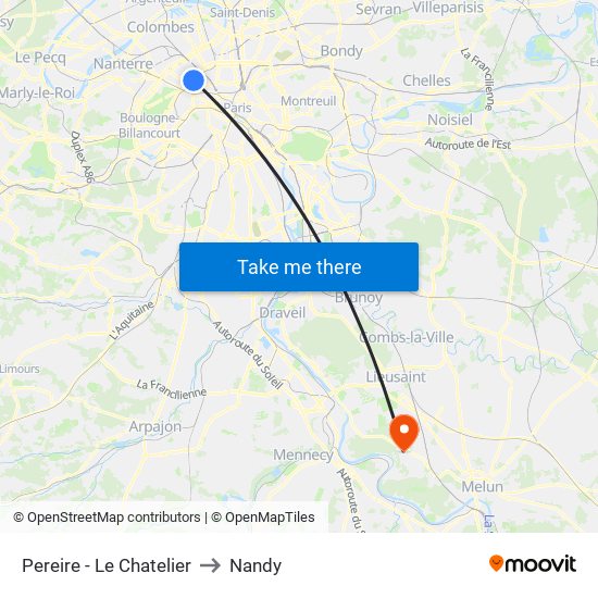 Pereire - Le Chatelier to Nandy map