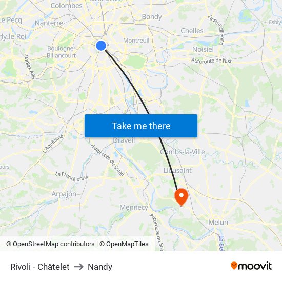 Rivoli - Châtelet to Nandy map