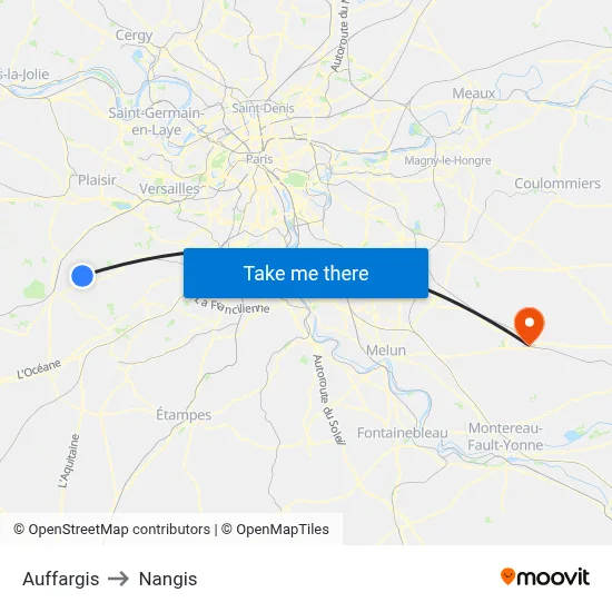 Auffargis to Nangis map