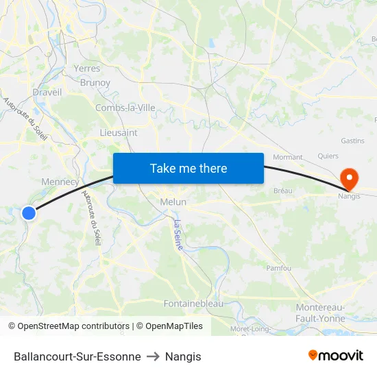 Ballancourt-Sur-Essonne to Nangis map