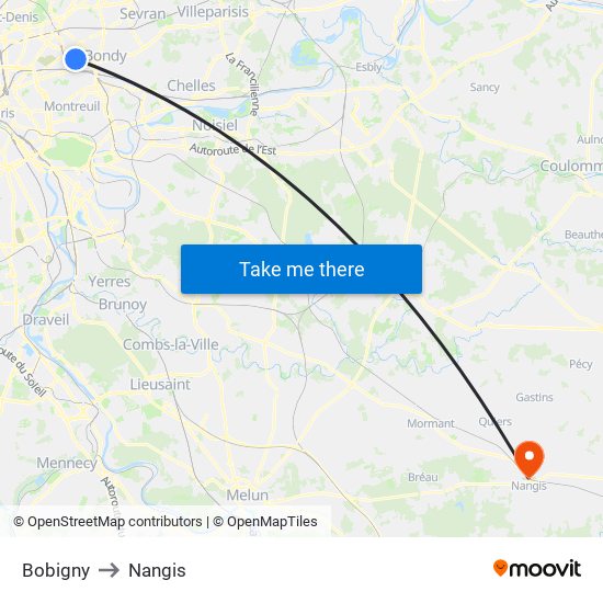 Bobigny to Nangis map