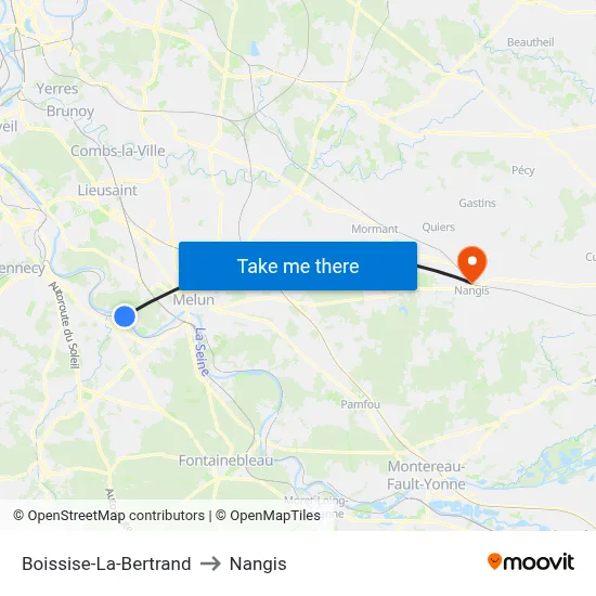 Boissise-La-Bertrand to Nangis map