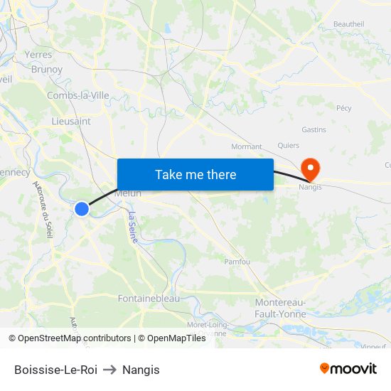Boissise-Le-Roi to Nangis map