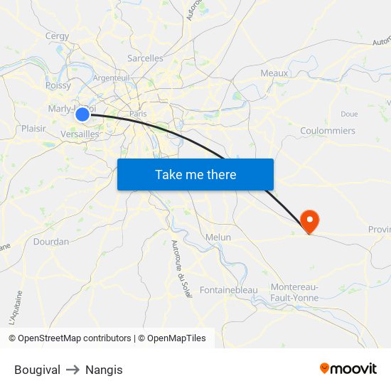 Bougival to Nangis map